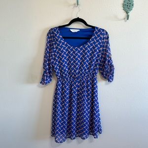 Peach Love Cream, Blue and Pink Dress, S